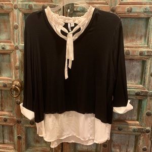 Cute top with mock layers shirt underneath